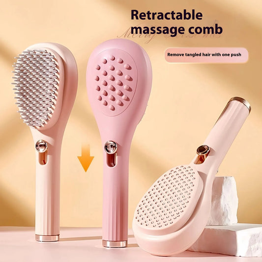 Professional Self Cleaning Hair Brush with Retractable Bristles & Scalp Massager