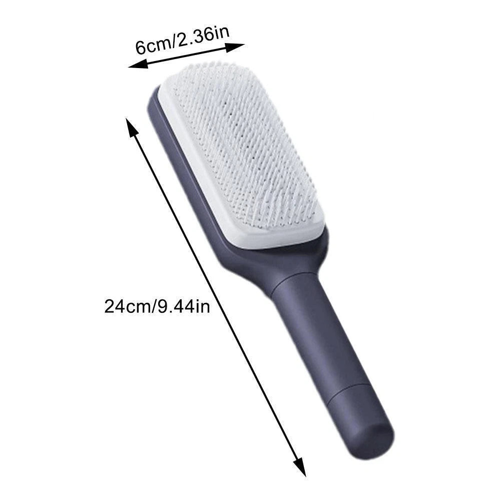 Self Cleaning Anti-Static Hair Brush | Rotating Retractable Comb with Scalp Massage