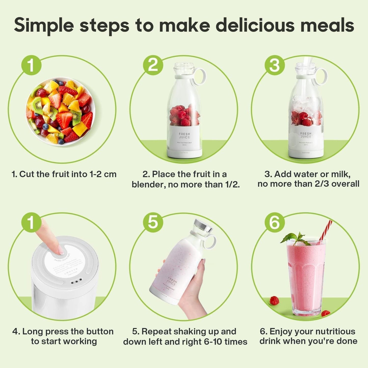 Portable USB Rechargeable Bottle Juicer – Fresh Juice Anytime, Anywhere