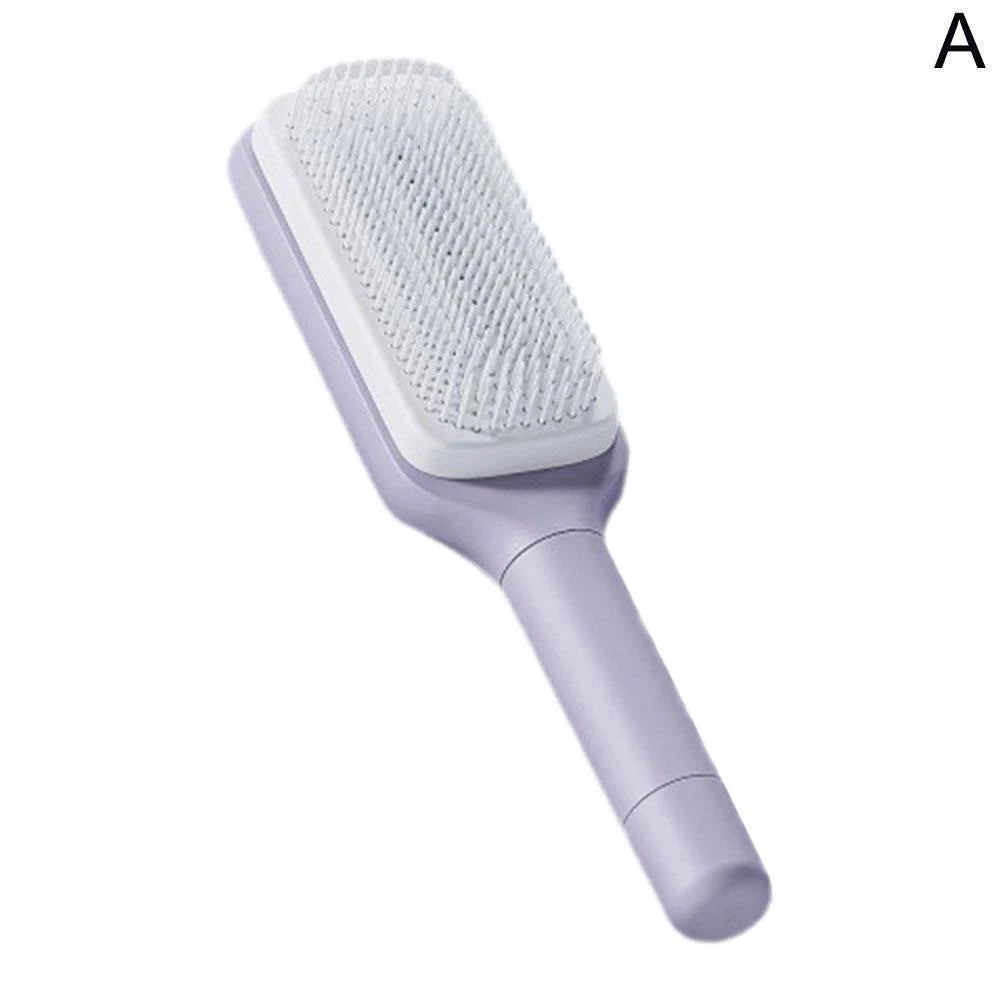 Self Cleaning Anti-Static Hair Brush | Rotating Retractable Comb with Scalp Massage