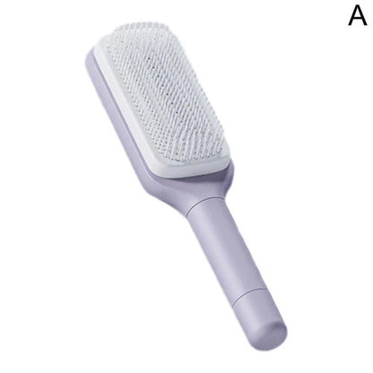 Self Cleaning Anti-Static Hair Brush | Rotating Retractable Comb with Scalp Massage